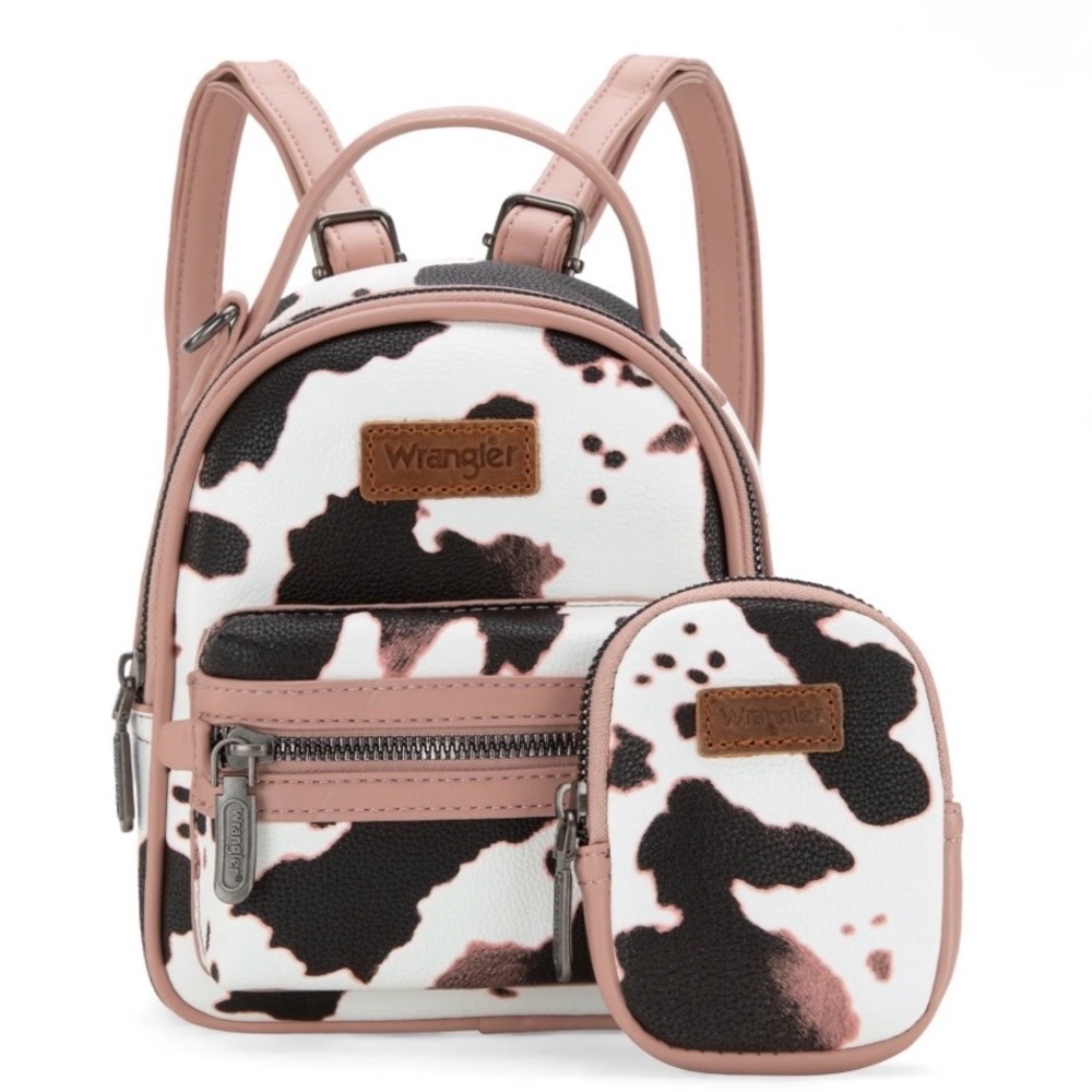 Wrangler Cow Print Mini Backpack With Coin Pouch - Pink